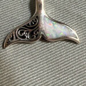 Sterling Silver and opal Whale Tail Pendant